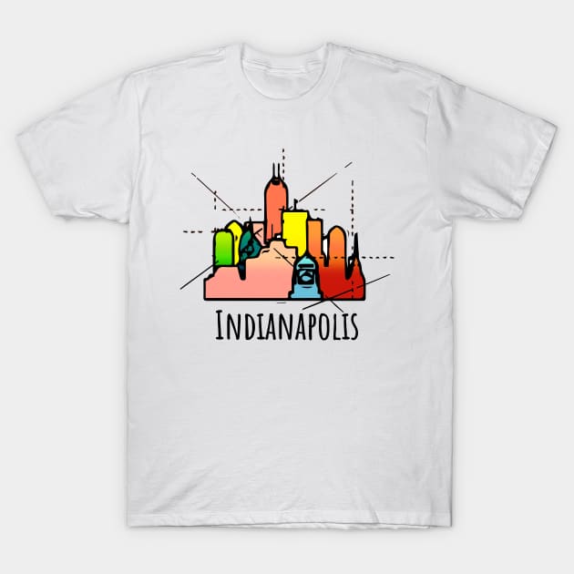 Indianapolis Colorful Funny Sketch T-Shirt by DimDom